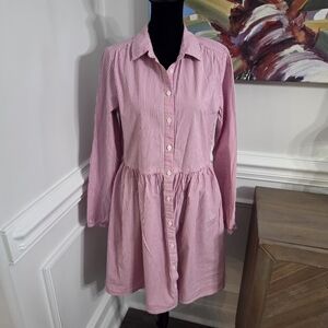 J. Crew Collared Mini Shirtdress Pink Ivory Stripe Womens 6